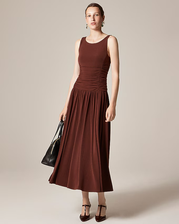 Drop-waist boatneck dress in matte jersey | J. Crew US