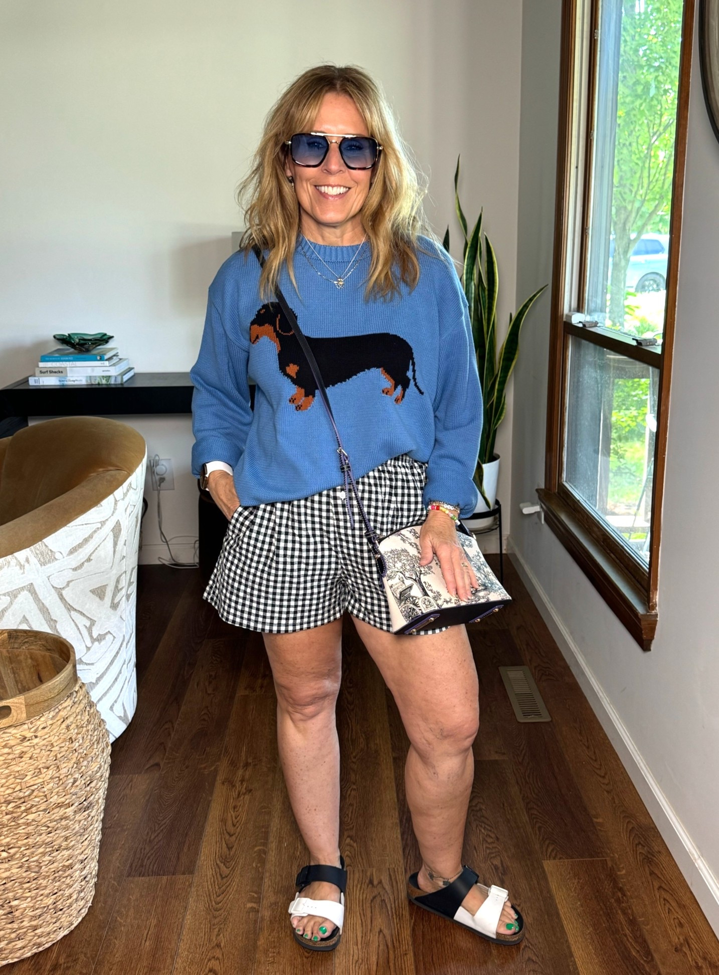 Wearing a size M in this darling dachshund dog sweater from Etta + East! I sized up in the gingham shorts but didn’t need to. Wearing L. Sunnies are FP .

#LTKOver40 #LTKootd #LTKdayinmylife
