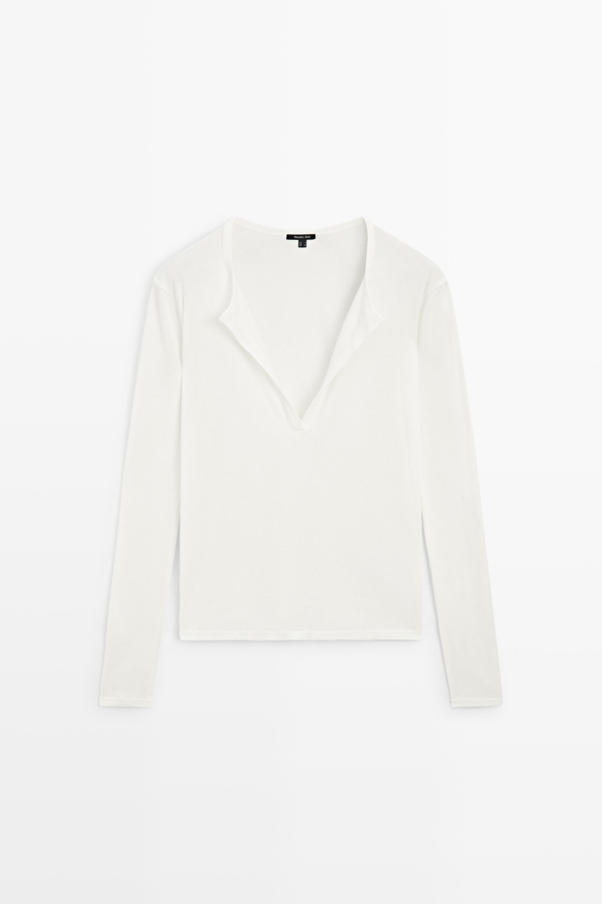 100% cotton V-neck T-shirt | Massimo Dutti UK