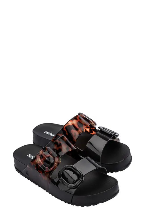 Melissa Cozy Buckle Slide Sandal in Black /Clear Tortoise at Nordstrom, Size 9 | Nordstrom