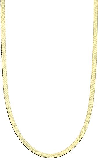 Miabella 18K Gold Over Sterling Silver Italian Solid 3.5mm Flexible Flat Herringbone Chain Neckla... | Amazon (US)