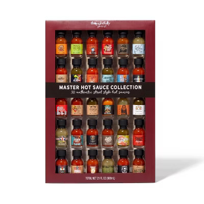 Thoughtfully Gourmet, Master Hot Sauce Collection Sampler Set, Flavors Include Garlic Herb, and More, Hot Sauce Gift, Set of 30 | Target