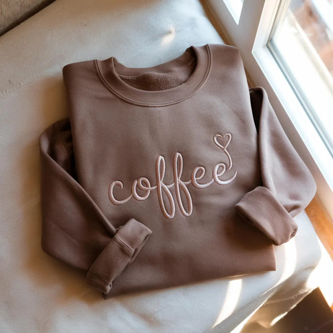 Embroidered Coffee Sweatshirt: Gift for Coffee Lover - Etsy | Etsy (US)
