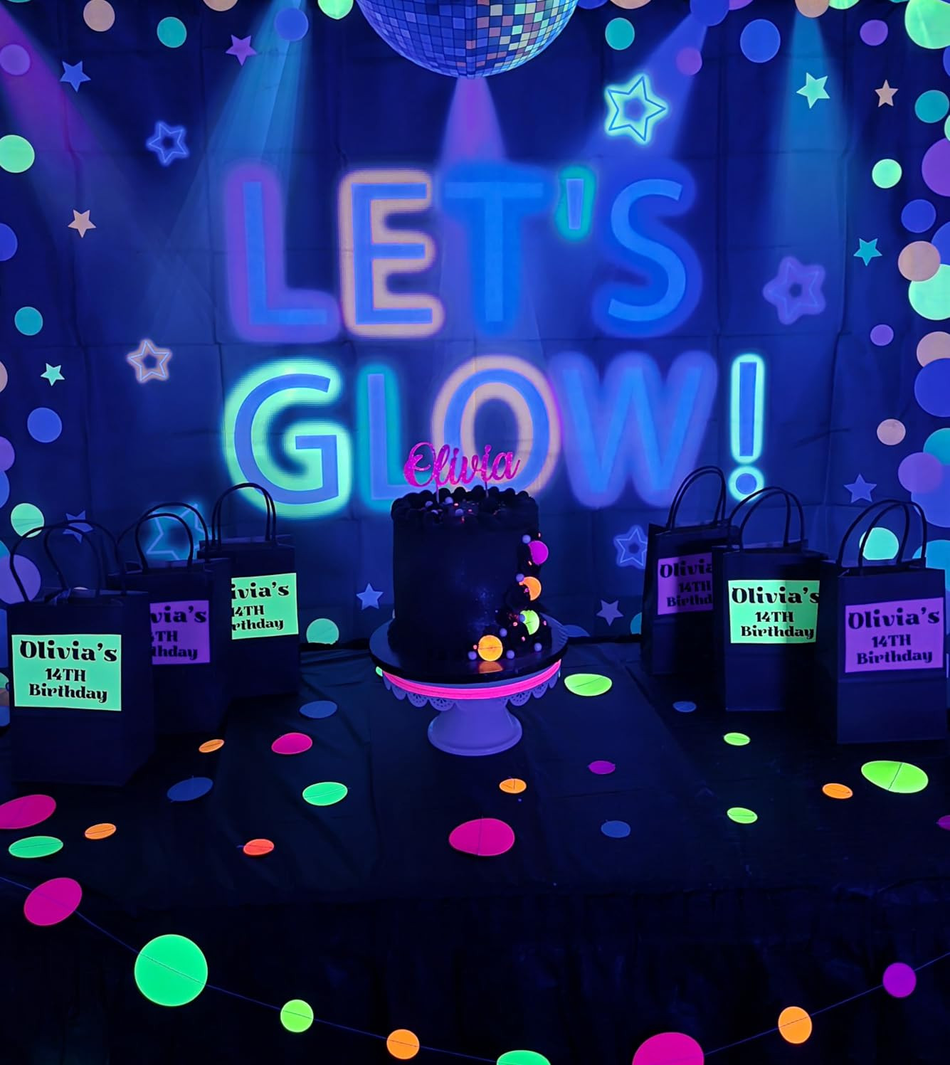6x4ft Neon Let's Glow Party Backdrop Colorful Photography Background Glow in The Dark Party Supplies, Neon Decorations for Kids Birthday Supplies (71 x 47 Inch) | Amazon (US)