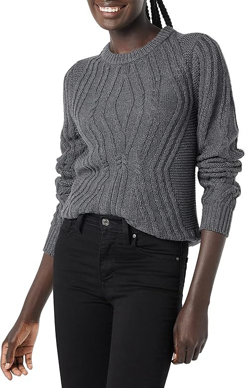 Amazon Essentials Women's 100% Cotton Crewneck Cable Sweater | Amazon (US)