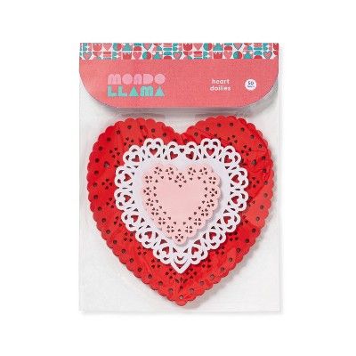 50ct Valentine's Day Heart Shaped Doilies Red/White/Pink - Mondo Llama™ | Target