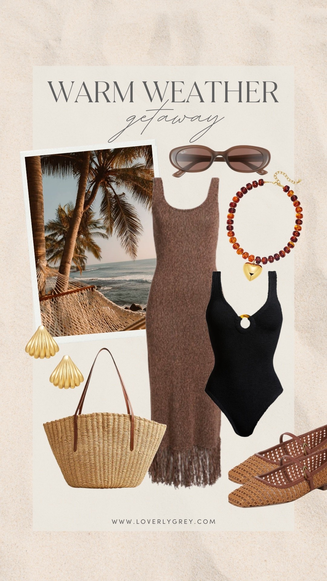 Warmer weather is around the corner and here is what I would wear while on a getaway! This brown dress layered over a chic one piece bathing suit. Pair the look with a woven tote, Mary Jane flats, and a statement necklace to complete the look. 

#LTKgrwm #LTKSeasonal #LTKootd