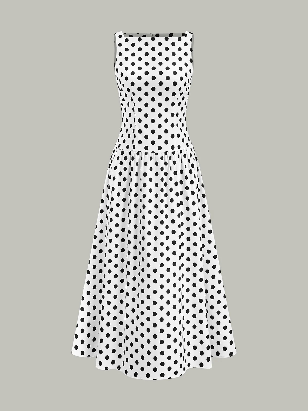 Polka Dot Sleeveless Midi Dress | Commense