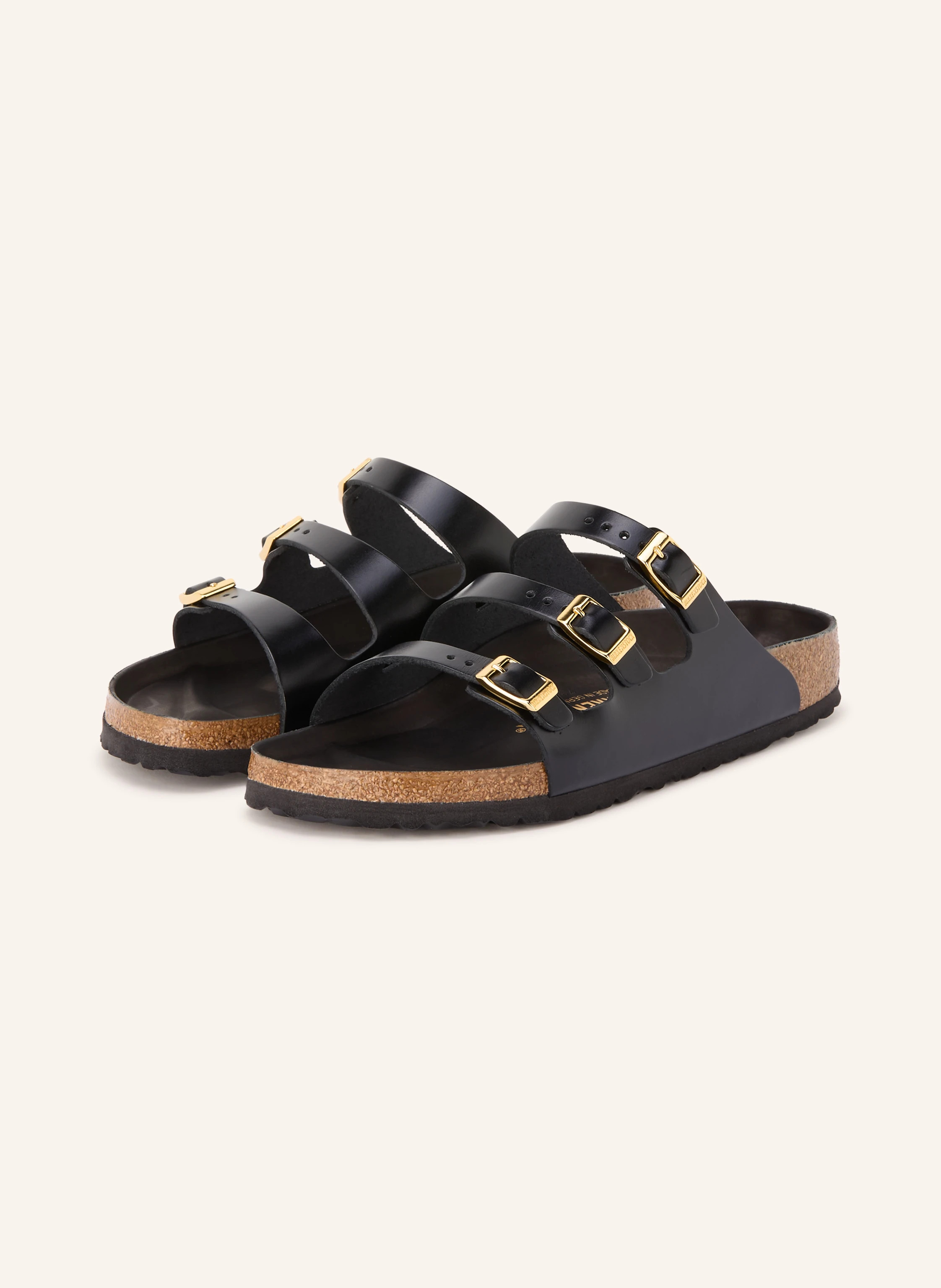 BIRKENSTOCK Pantoletten FLORIDA in schwarz / gold | Breuninger (DACH)