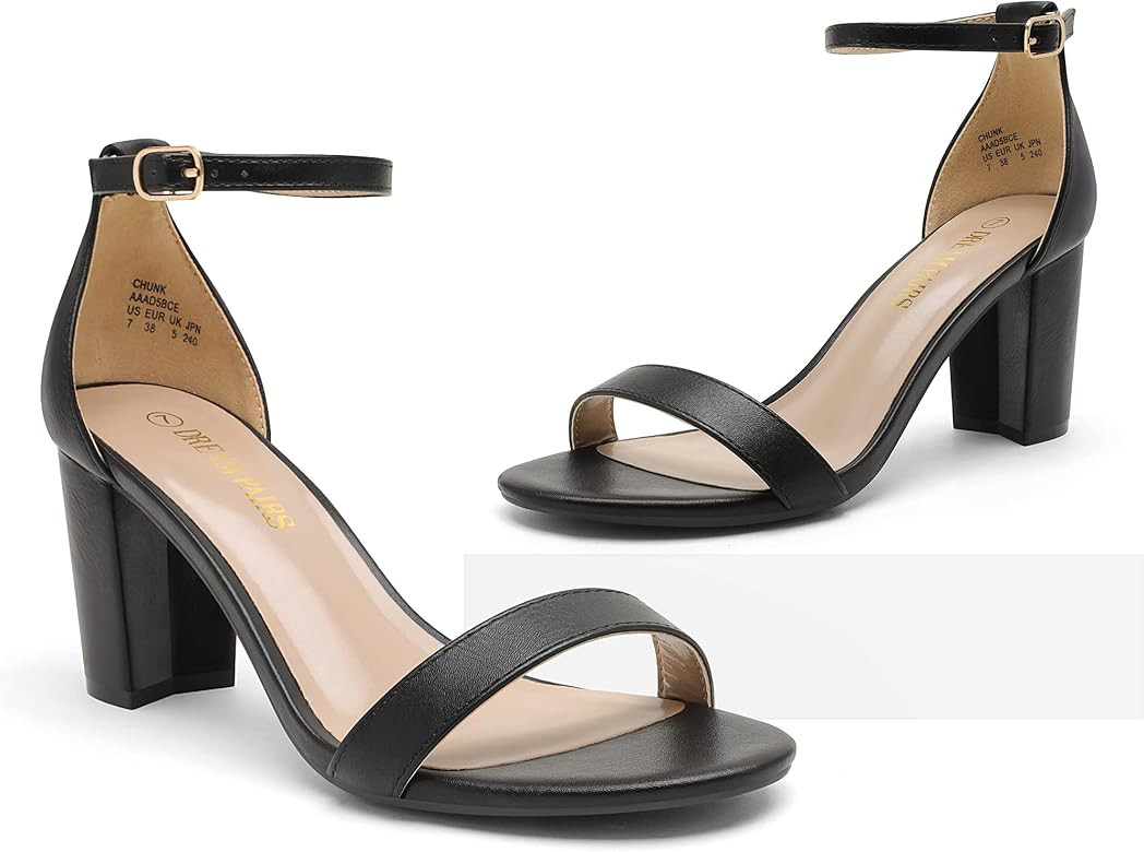 DREAM PAIRS Women's Chunk Low Heel Pump Sandals | Amazon (US)