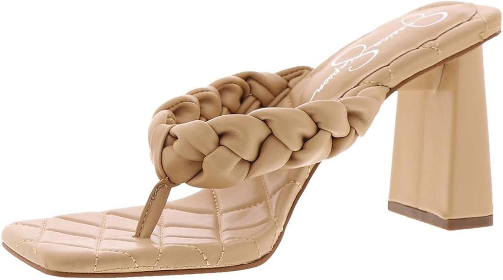 Jessica Simpson Zaliye Women's Faux Leather Block Heel Slide Sandals | Amazon (US)