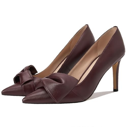 Manoloshow Women's Bow Heels Closed Pointed Toe Pumps 3.3" Stiletto High Heels Slip on Wedding Dr... | Amazon (US)