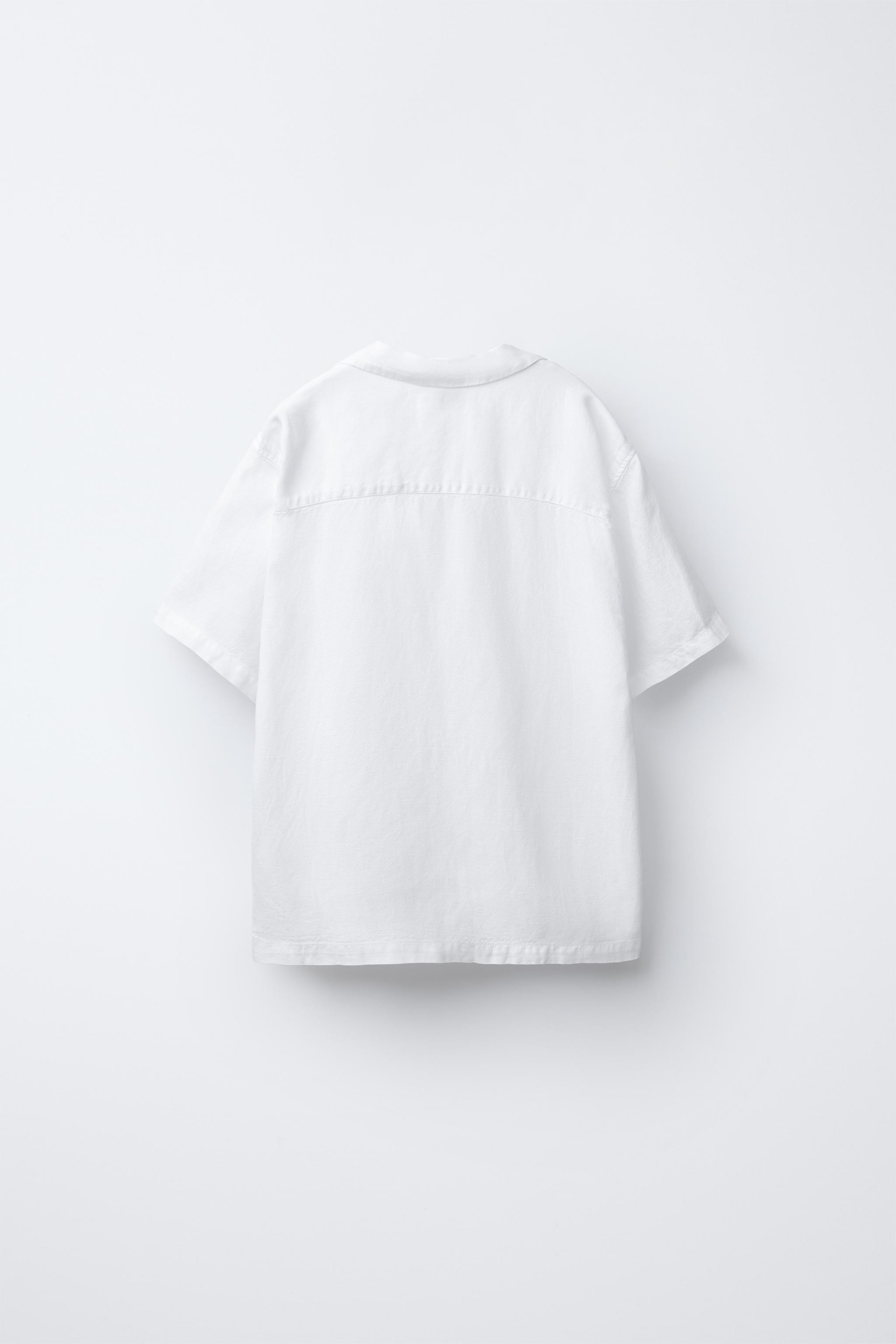 LINEN CAMP COLLAR SHIRT | Zara US