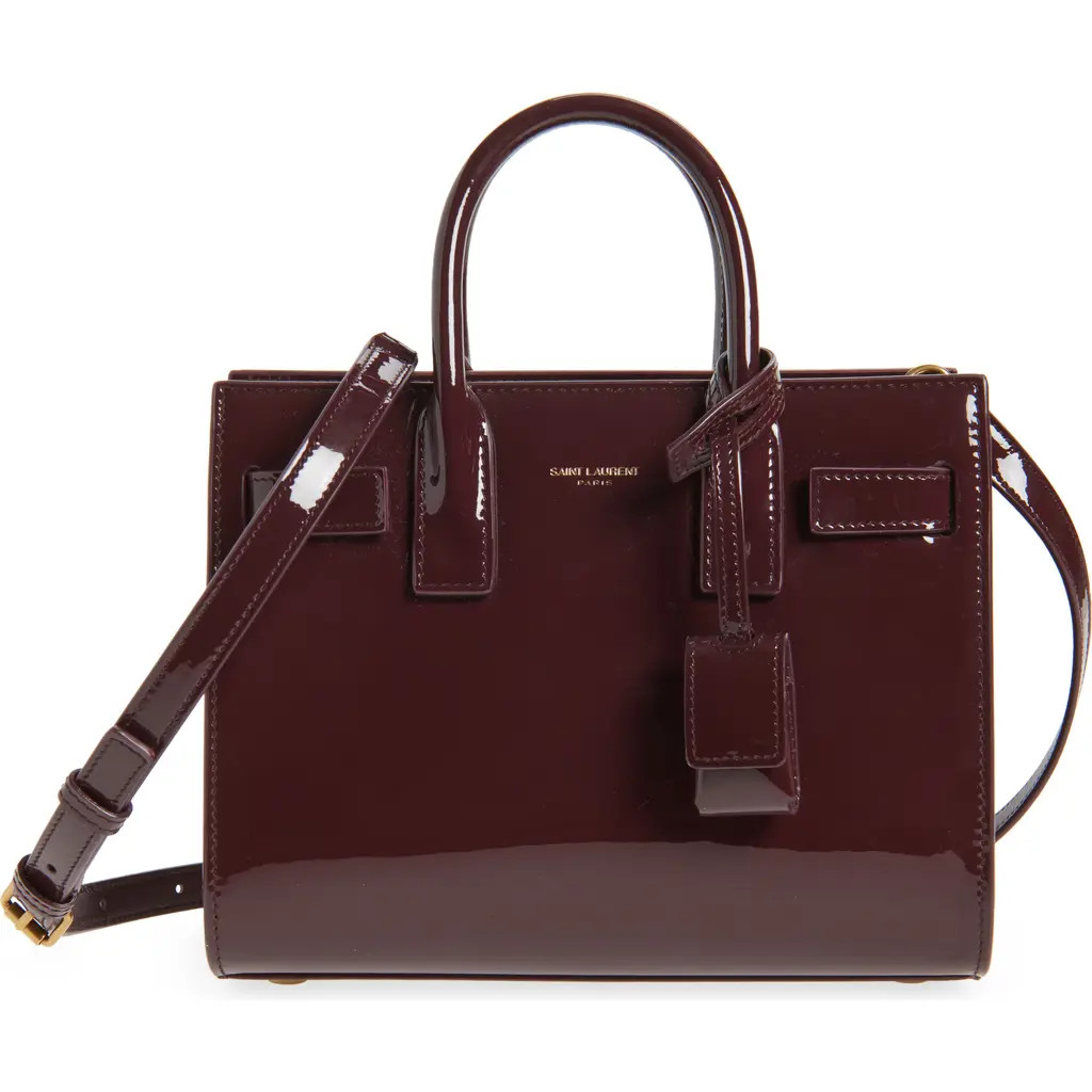 Saint Laurent Nano Sac de Jour Leather Tote in Dark Red Wine at Nordstrom | Nordstrom