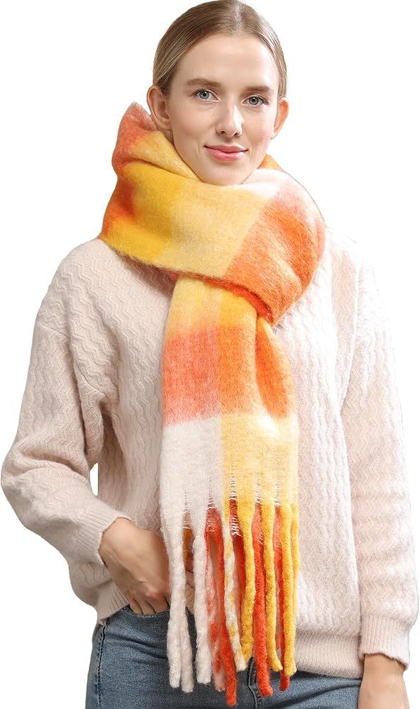 Tsalei Blanket Scarfs for Women Coloured Checked Scarf Winter Gifts Womens Scarves Warm Wrap Scar... | Amazon (US)