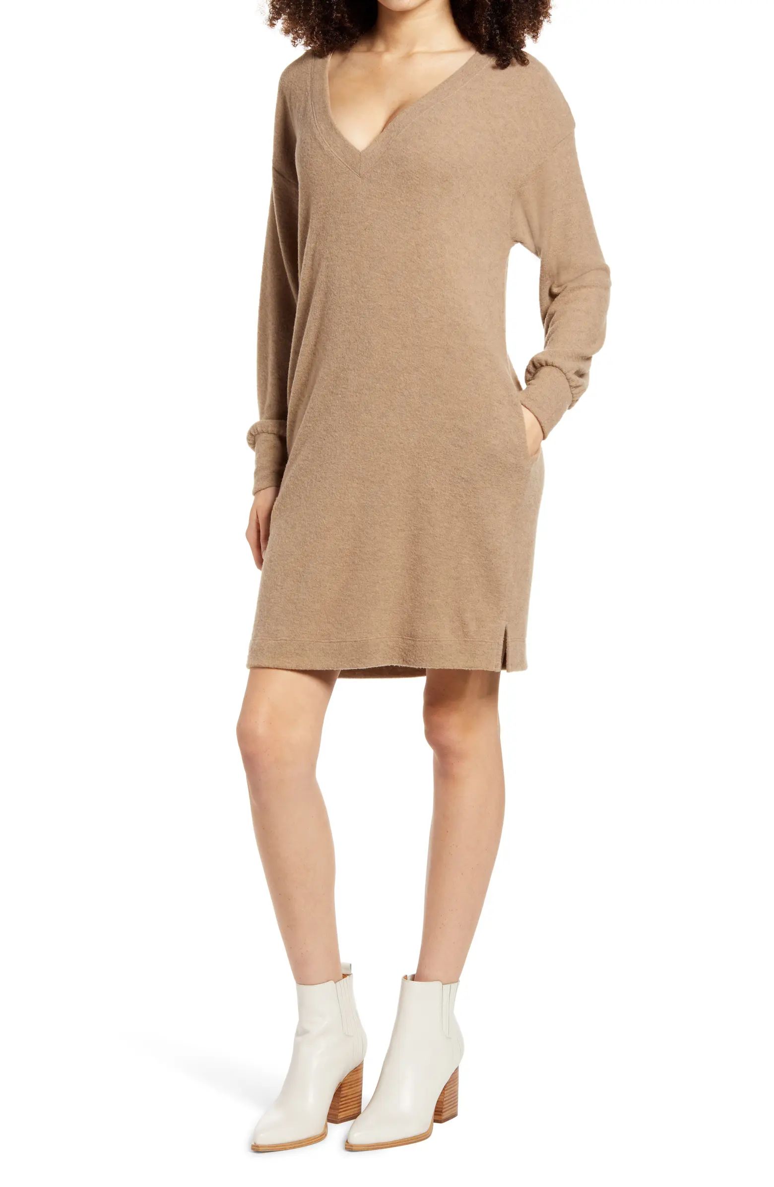 Double-V Long Sleeve Knit Dress | Nordstrom