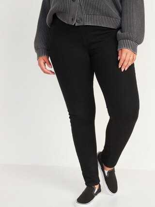 Mid-Rise Rockstar Super Skinny Black Jeggings for Women | Old Navy (US)
