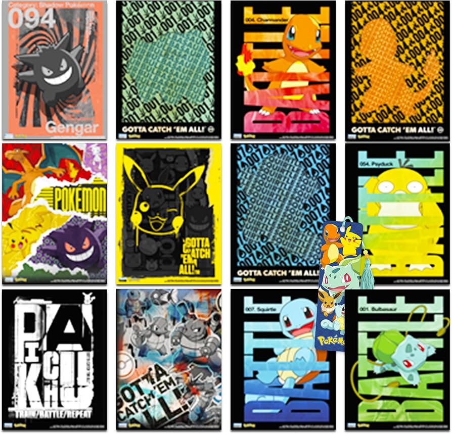 Pokemon Poster Book Set 12 Posters Featuring Pikachu, Bulbasaur, Squirtle & More with Bonus Bookm... | Amazon (US)