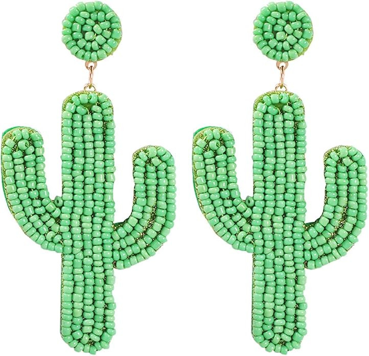 Bohemia Palm Leaf Earrings Handmade Seed Beads Dangle Earring Metal Gold Color Hollow Plant Leave... | Amazon (US)