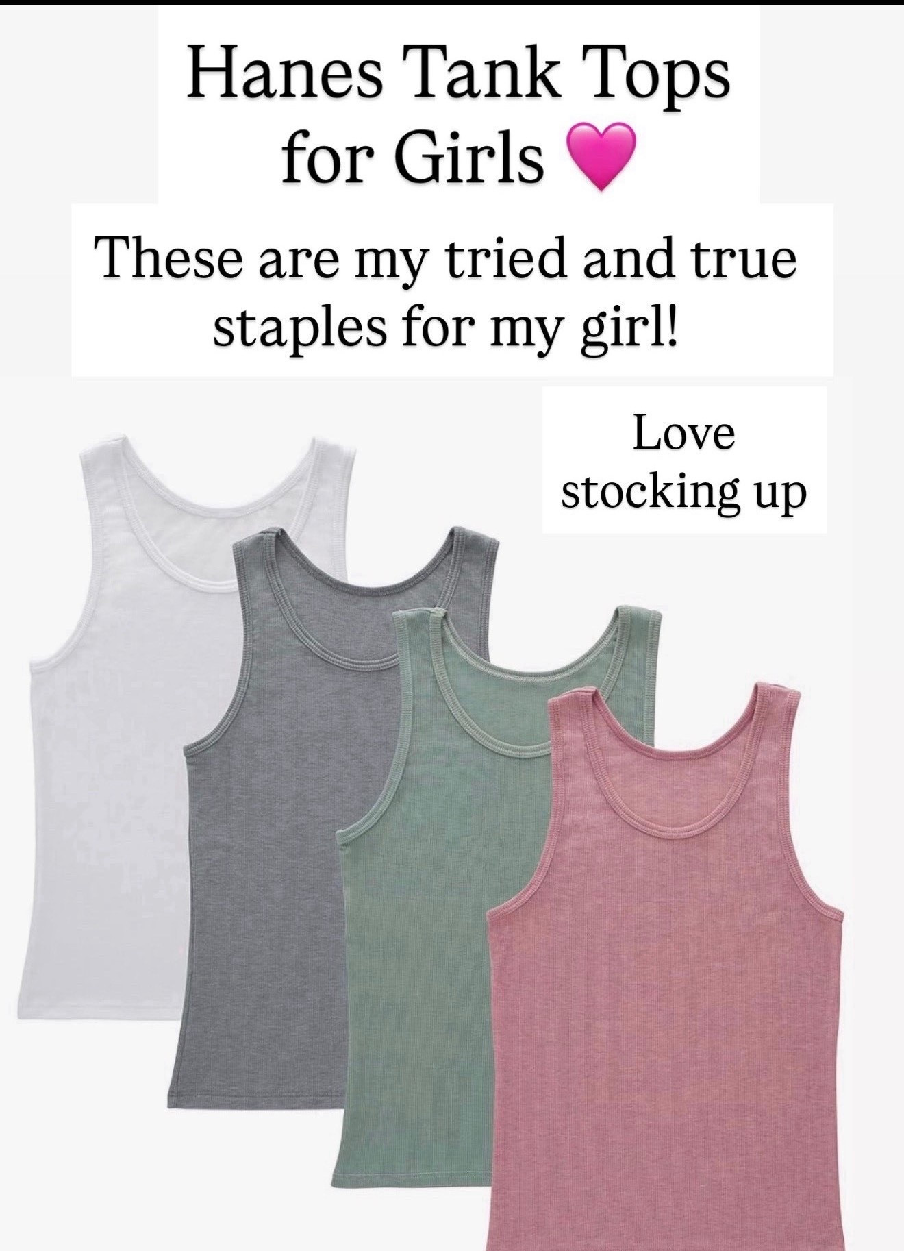 The best tank tops for girls. Hanes is such a great quality tank top.

#LTKKids