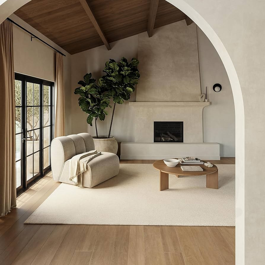 Rugs USA Maru Handmade, Ivory, 7'6" x 9'6", Solid, Wool, Soft and Cozy, High Traffic, Stain Resis... | Amazon (US)