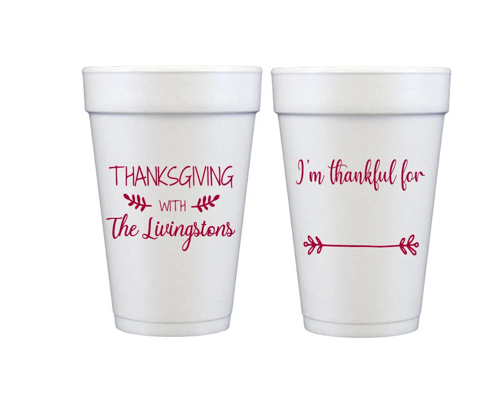 Thanksgiving cups, Personalized Thanksgiving cups, Fill in the blank thanksgiving foam cups, I'm thankful for, thankful cups, be thankful | Etsy (Global)