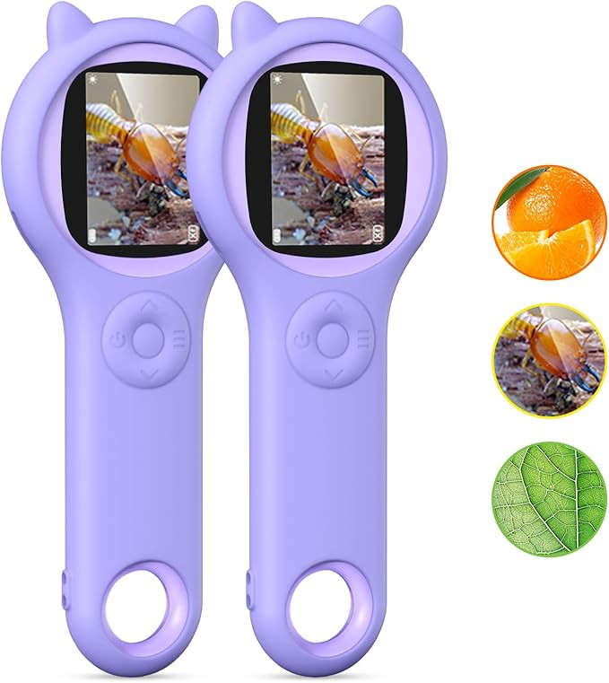 2Pcs Purple Kids Microscope-200X Fixed Focus Miniscope Portable Handheld Pocket Microscope -Scien... | Amazon (US)