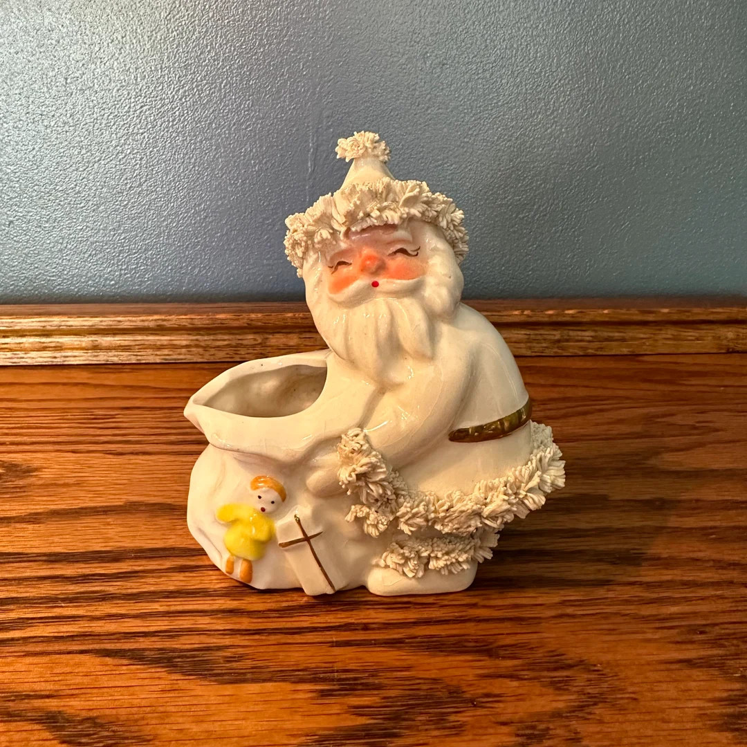 Vintage NAPCO White Santa Planter/figurine With Spaghetti Trim - Etsy | Etsy (US)