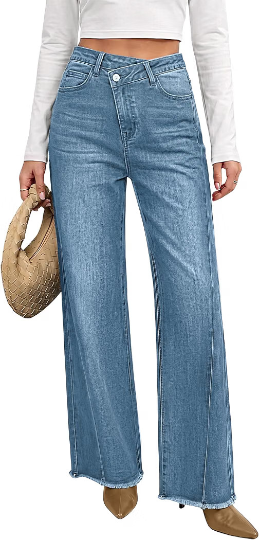 Wide Leg Jeans for Women High Waisted Stretchy Baggy Denim Pants | Amazon (US)