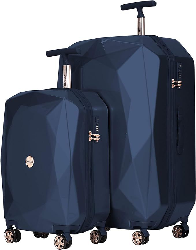 kensie Women's 3D Gemstone TSA Lock Hardside Spinner Luggage, Midnight Blue, 2 Piece Set (28"/20"... | Amazon (US)