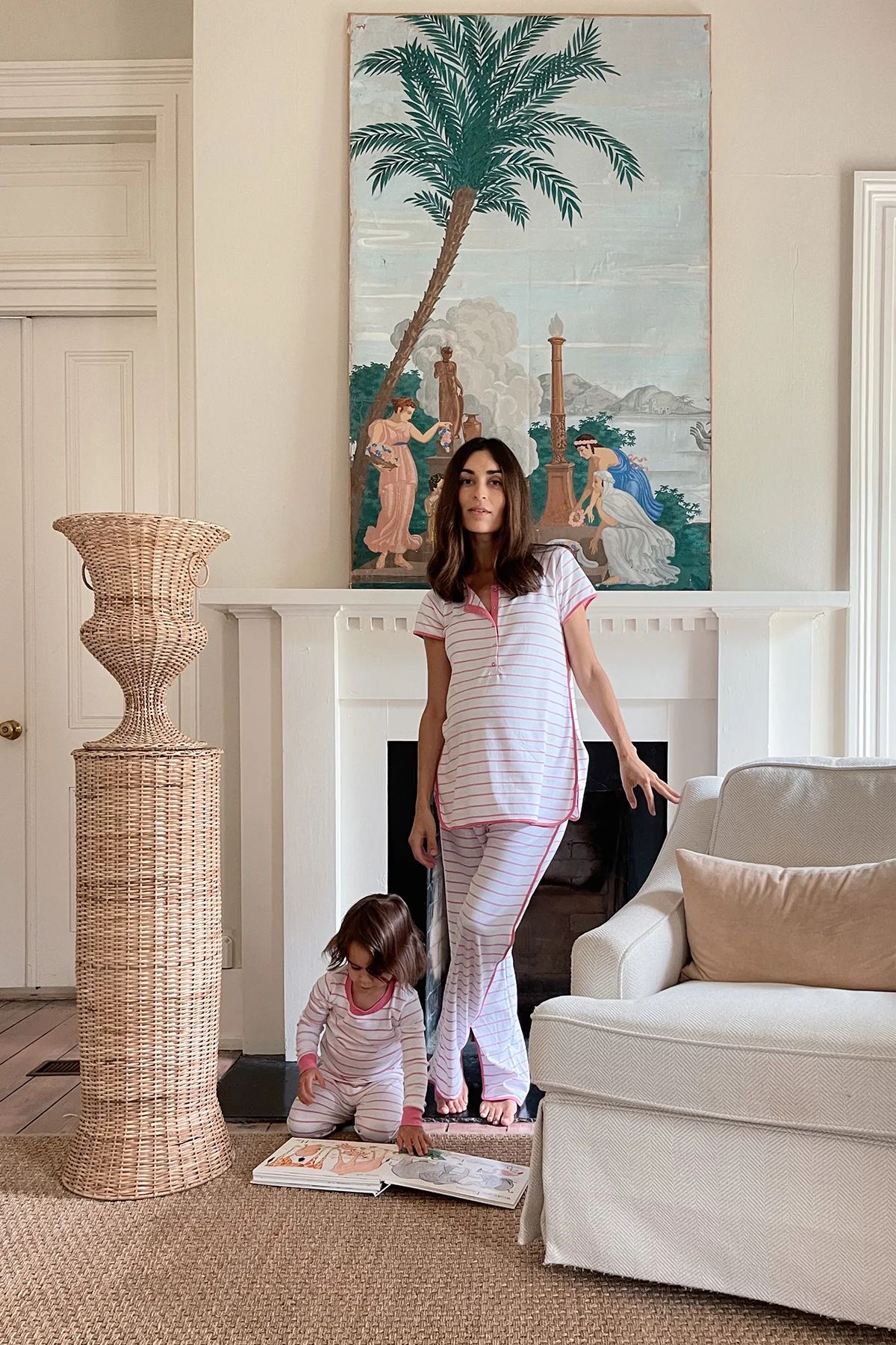 Pima Maternity Short-Long Set in Celadon | LAKE Pajamas