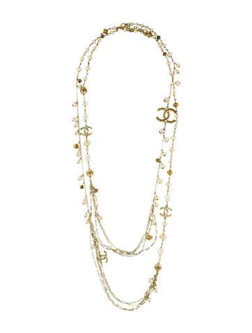 Chanel Pearl & Crystal CC Station Multi Chain Necklace | The Real Real, Inc.
