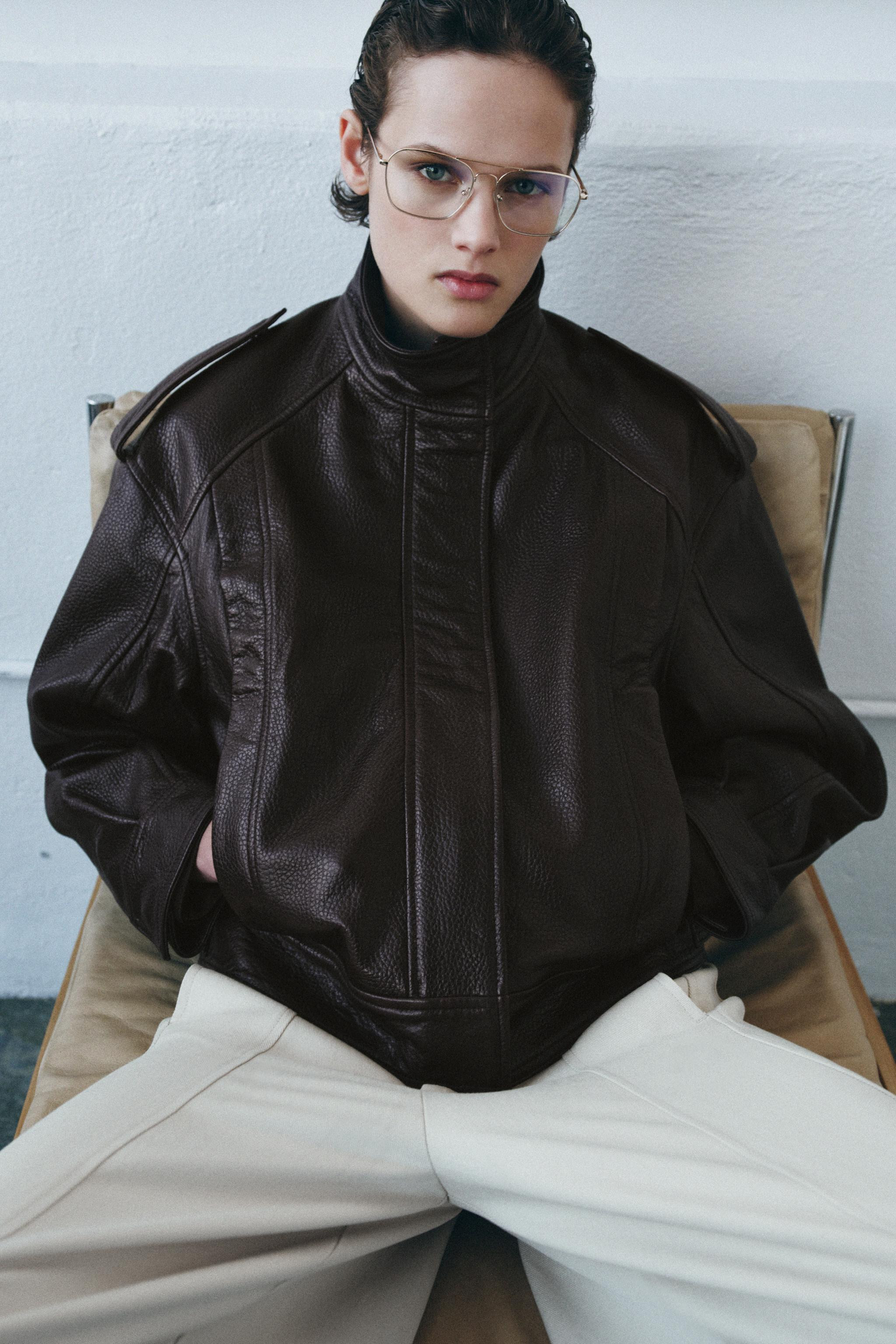 100% LEATHER BOMBER JACKET ZW COLLECTION LIMITED EDITION | Zara UK