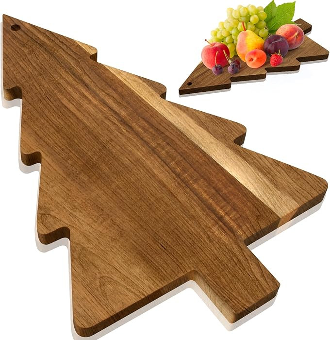 Christmas Tree Cutting Board, Wooden Christmas Charcuterie Cheese Board For Kitchen Decor, Fruit ... | Amazon (US)