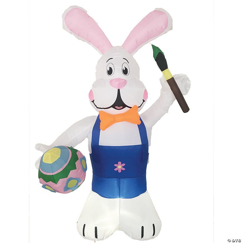 7' Blow Up Inflatable Bunny Outdoor Yard Decoration with Easter Egg | Oriental Trading Company