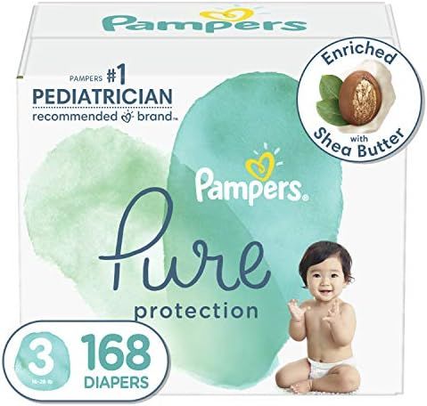 Diapers Size 3, 168 Count - Pampers Pure Protection Disposable Baby Diapers, Hypoallergenic and U... | Amazon (US)