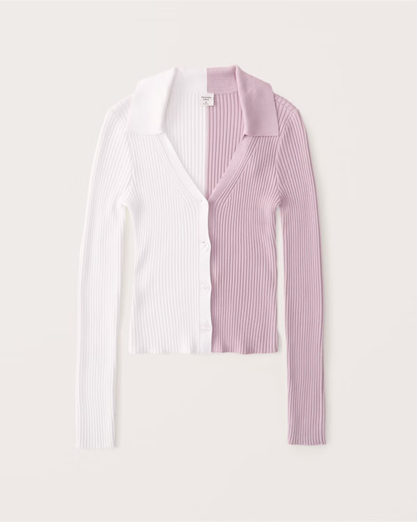 Colorblock Button-Through Polo Short Cardigan | Abercrombie & Fitch (US)