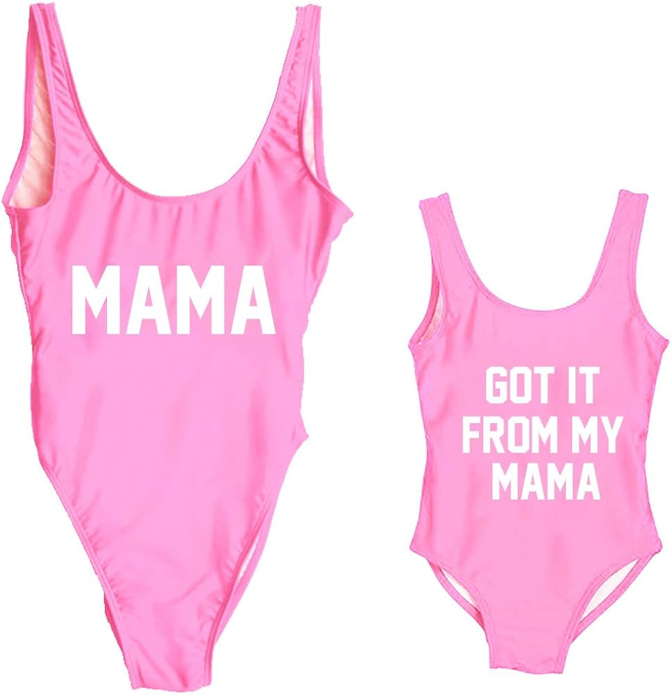 elightvap Family Matching Mother Child Letter Print Swimsuit Monokini Women Toldder Girl One Piec... | Amazon (US)