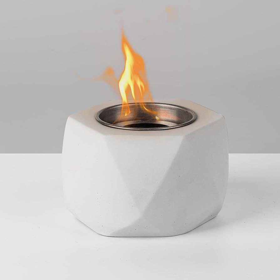 Table Top Fire Pit Bowl Concrete Tabletop Fireplace Indoor Outdoor Decor Portable Rubbing Alcohol... | Amazon (US)