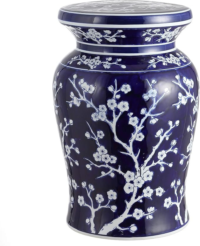 JONATHAN Y TBL1017A Cherry Blossom 17.7" Ceramic Indoor/Outdoor Garden Stool, Coastal, Contempora... | Amazon (US)