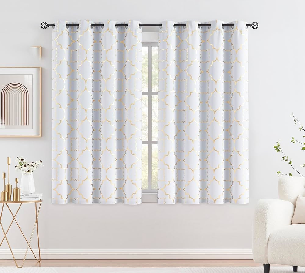 Blackout Window Curtain for Bedroom Living Room Moroccan Foil Metallic Print Curtains Room Darken... | Amazon (US)