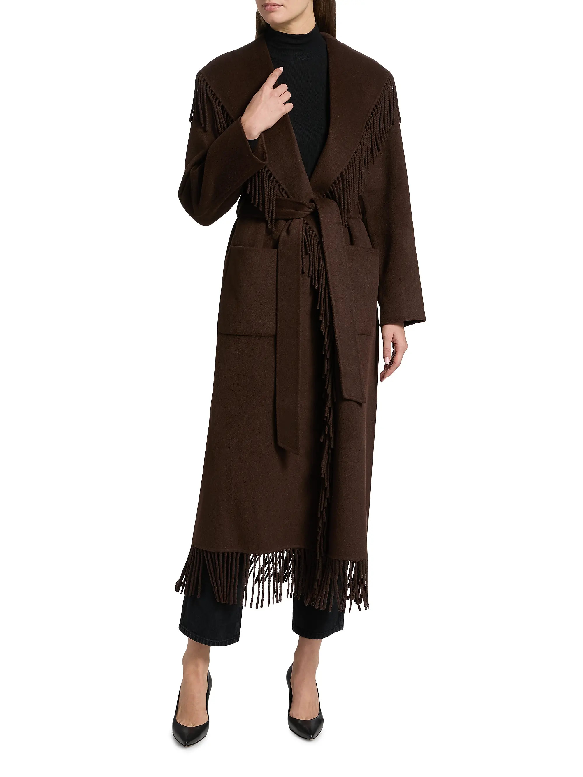 Carrie Fringed Longline Coat | Saks Fifth Avenue