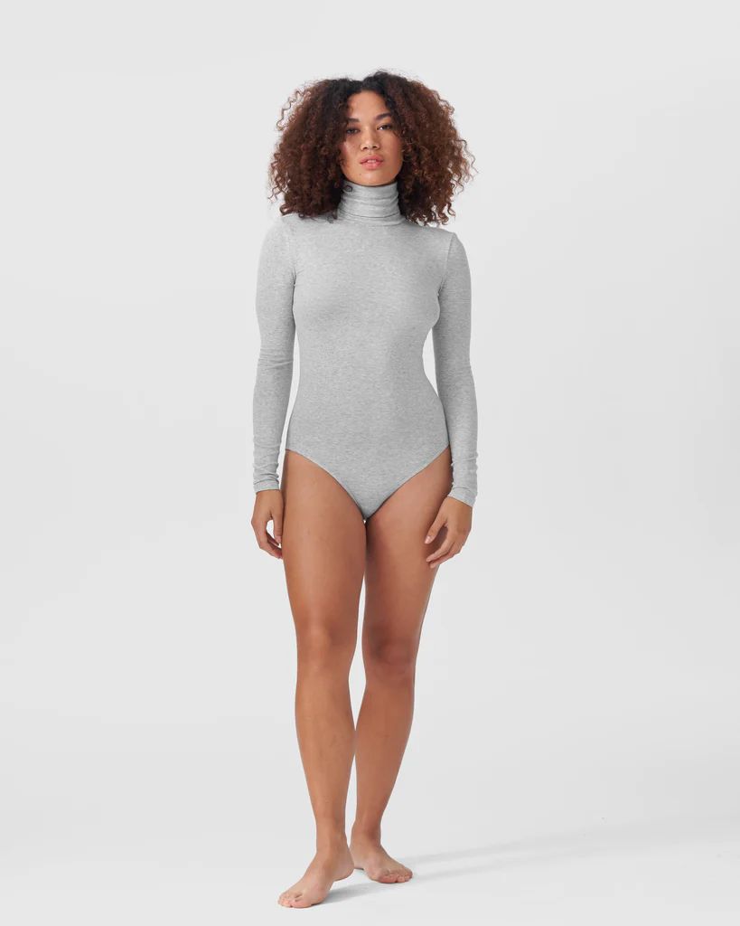 Foundation Long Sleeve Turtleneck Bodysuit - Heather Grey | Universal Standard
