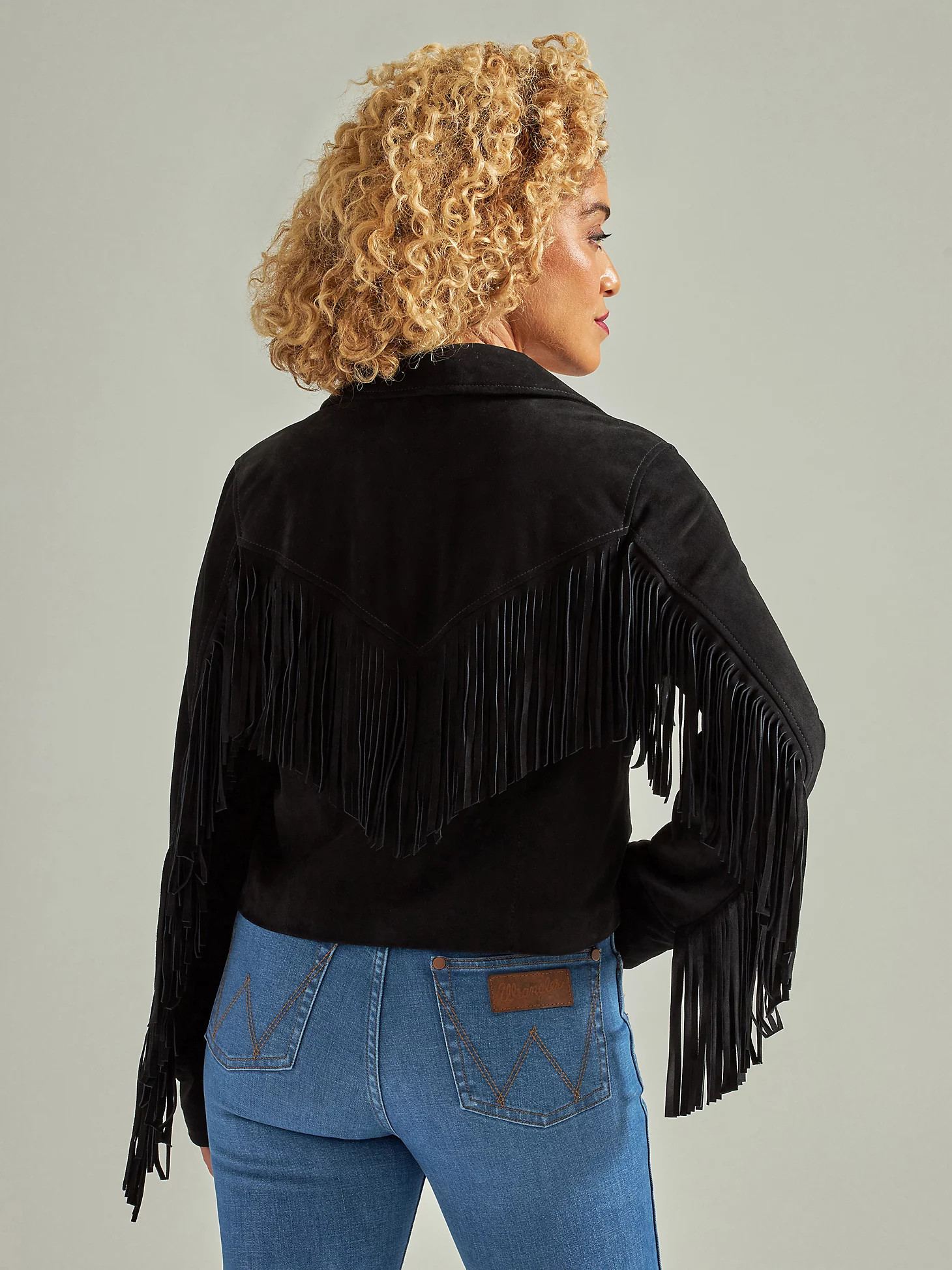 Women's Wrangler Retro® Suede Fringe Jacket in Black | Wrangler