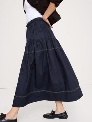 Cotton Poplin Tiered Maxi Skirt | Banana Republic (US)