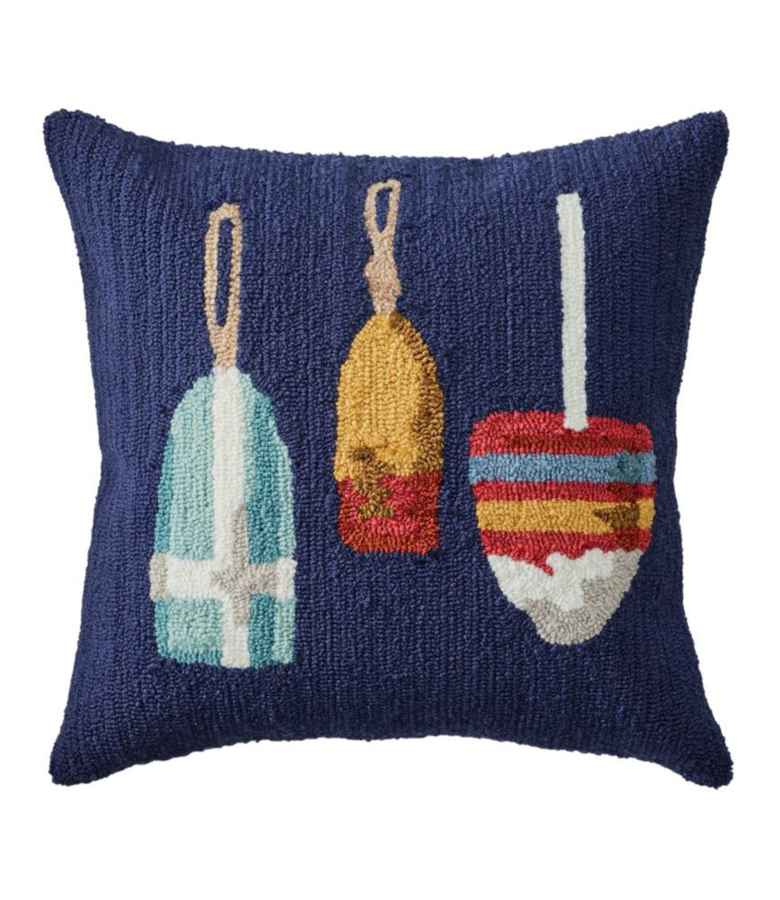 Indoor/Outdoor Hooked Pillow, Buoys | Throw Pillows at L.L.Bean | L.L. Bean