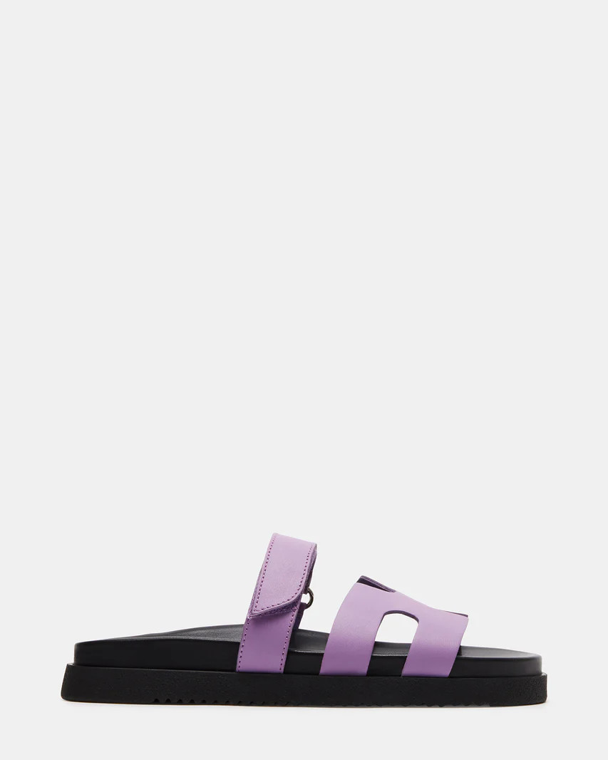 MAYVEN Purple Leather Flatform Slide Sandal | Women's Sandals | Steve Madden (US)
