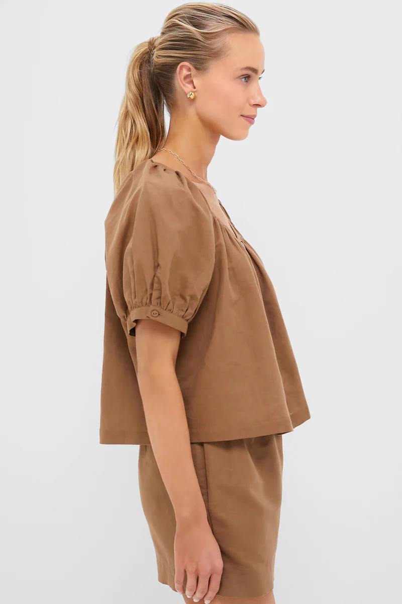 Mocha Cotton Linen Tully Top | Tuckernuck (US)