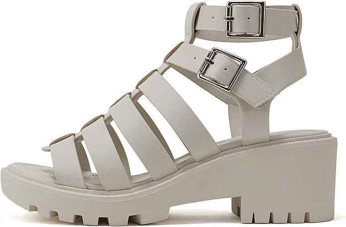 Soda “Rebirth” ~ Women Open Toe Fisherman Multi Strap Velcro Buckle Lug Sole Low Block Heeled... | Amazon (US)