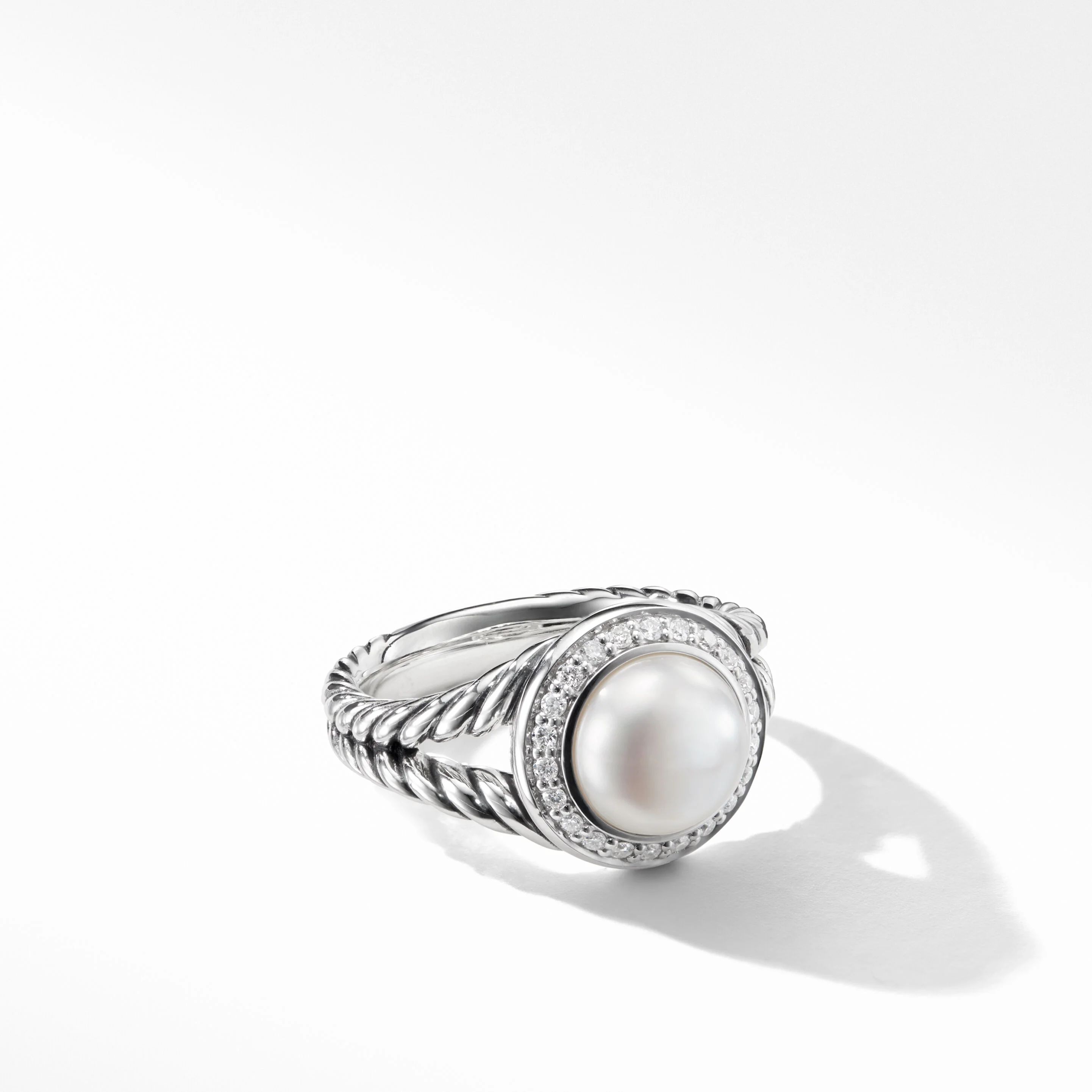 Albion® Pearl Ring in Sterling Silver with Pavé Diamonds | David Yurman
